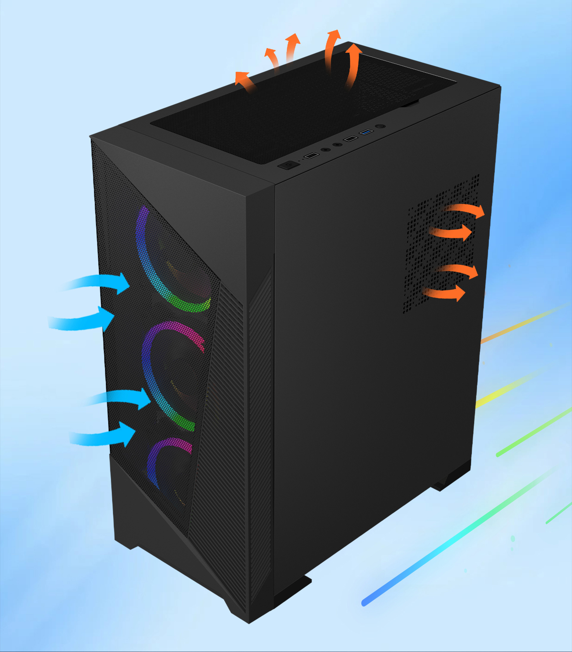 DIYPC Rainbow-Flash-F1 ATX Mid Tower Computer Case